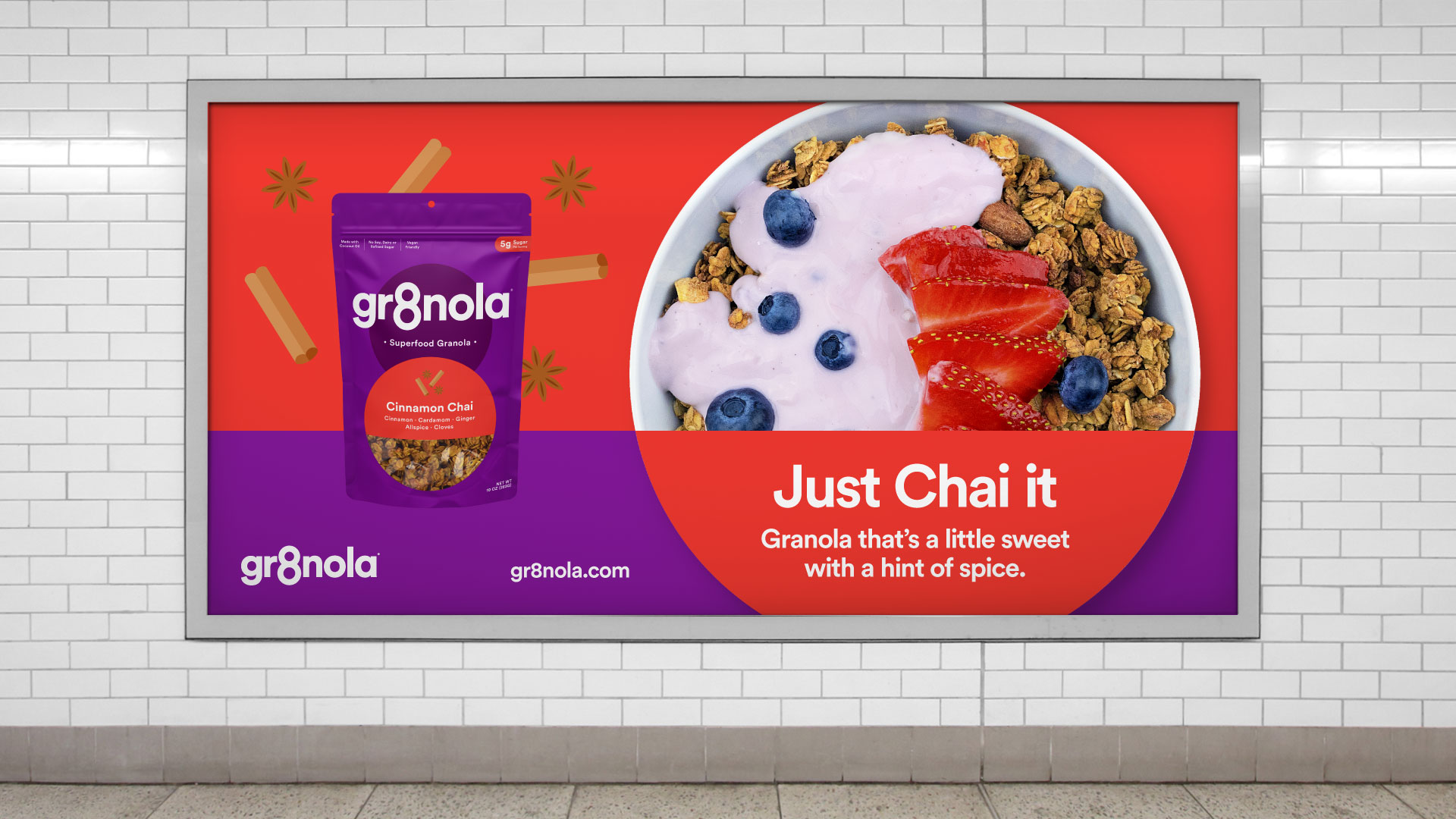 Gr8nola packaging design shelf-ready granola bags