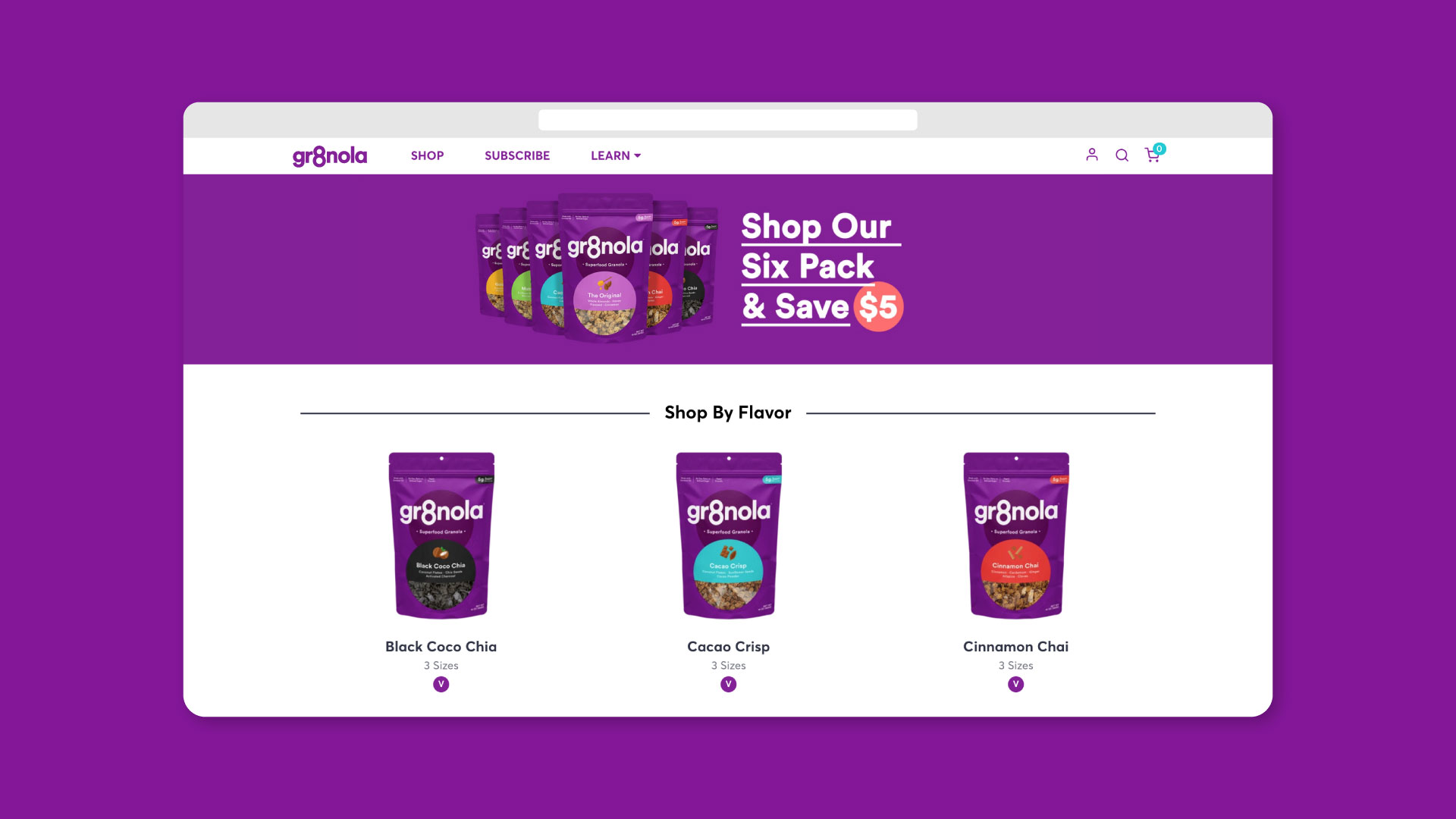 Gr8nola packaging design showing number 8 visual device application