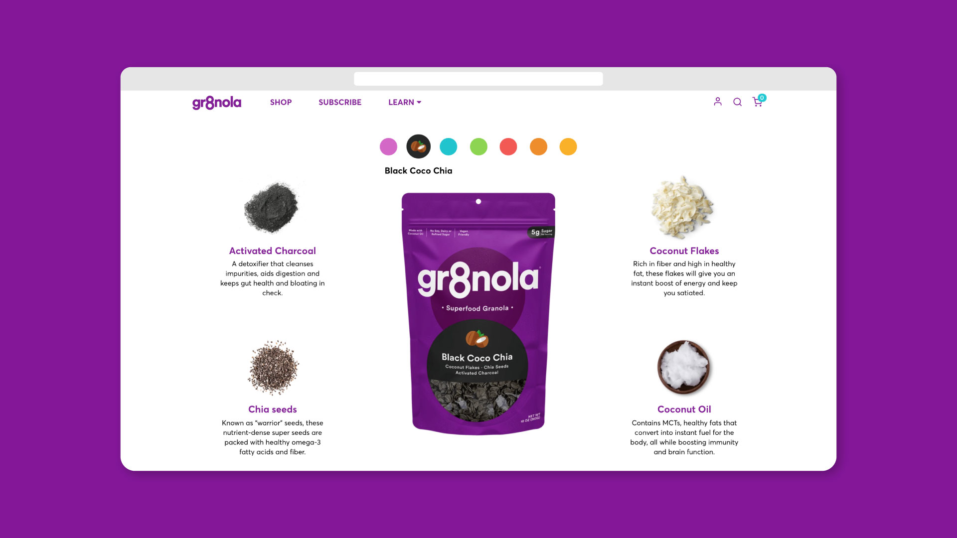 Gr8nola packaging design with empowering brand messaging