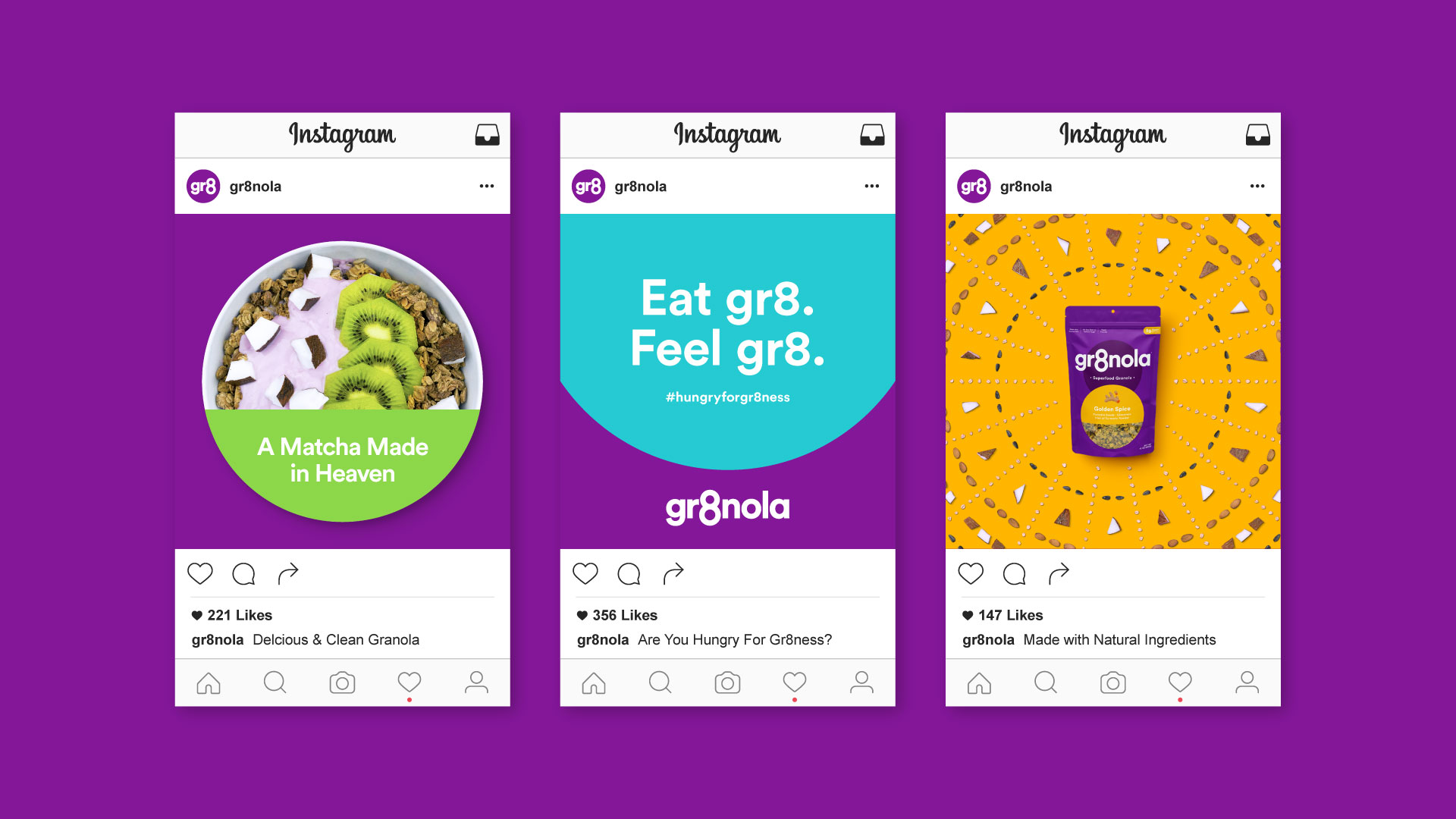 Gr8nola packaging design detail with design elements and benefits