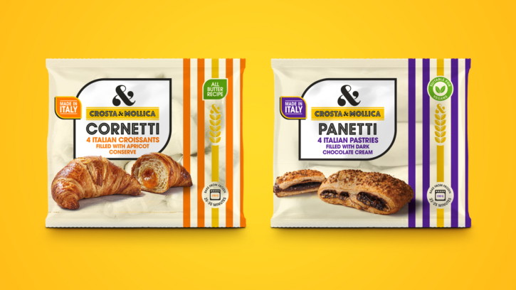 Crosta and Mollica frozen Italian patisserie packaging design by Deuce Studio
