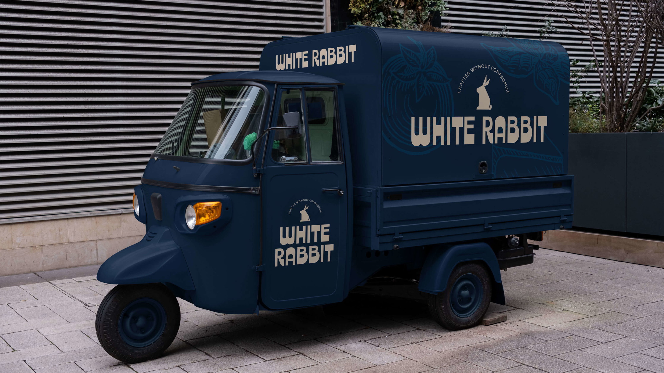 White Rabbit Pizza Co. packaging design showing full product range variety