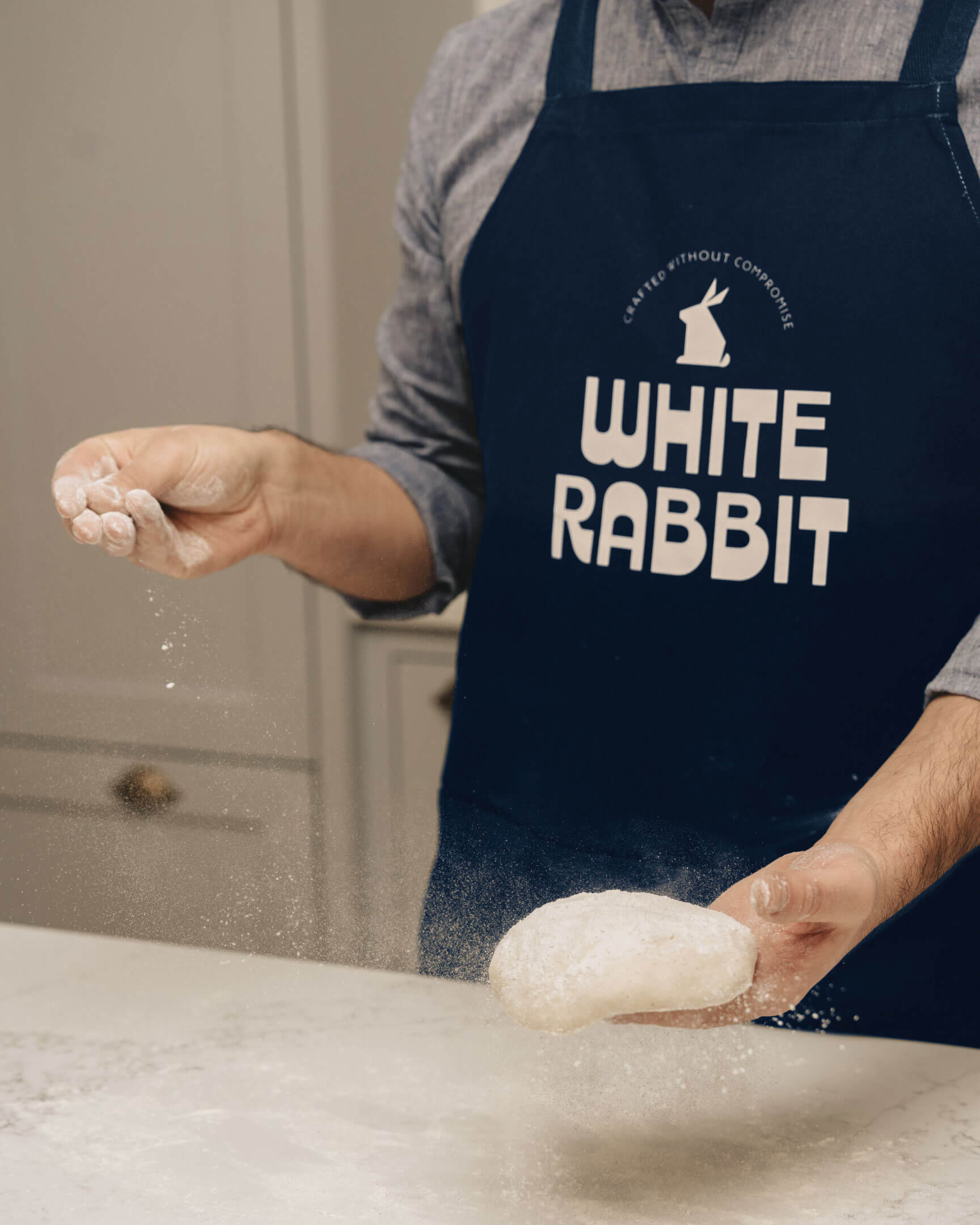 White Rabbit Pizza Co. packaging design shown retail-ready for supermarket shelves