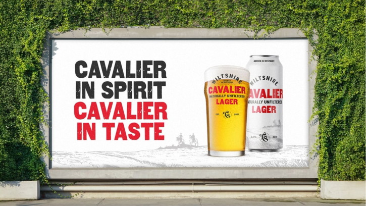 Cavalier Unfiltered Lager pump clip design for UK pub trade