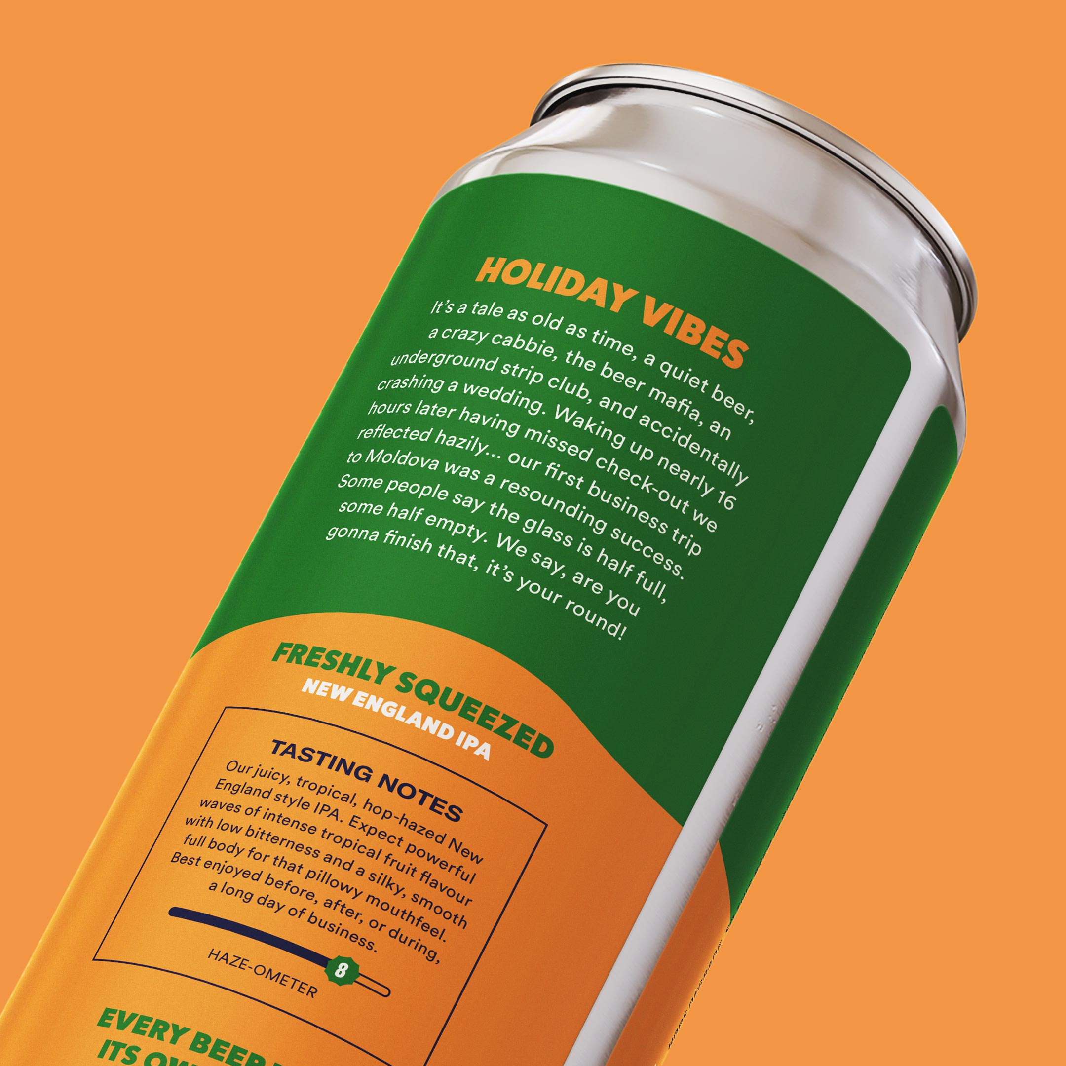 True Story Brewing Co. packaging design beer can close-up showing illustration detail