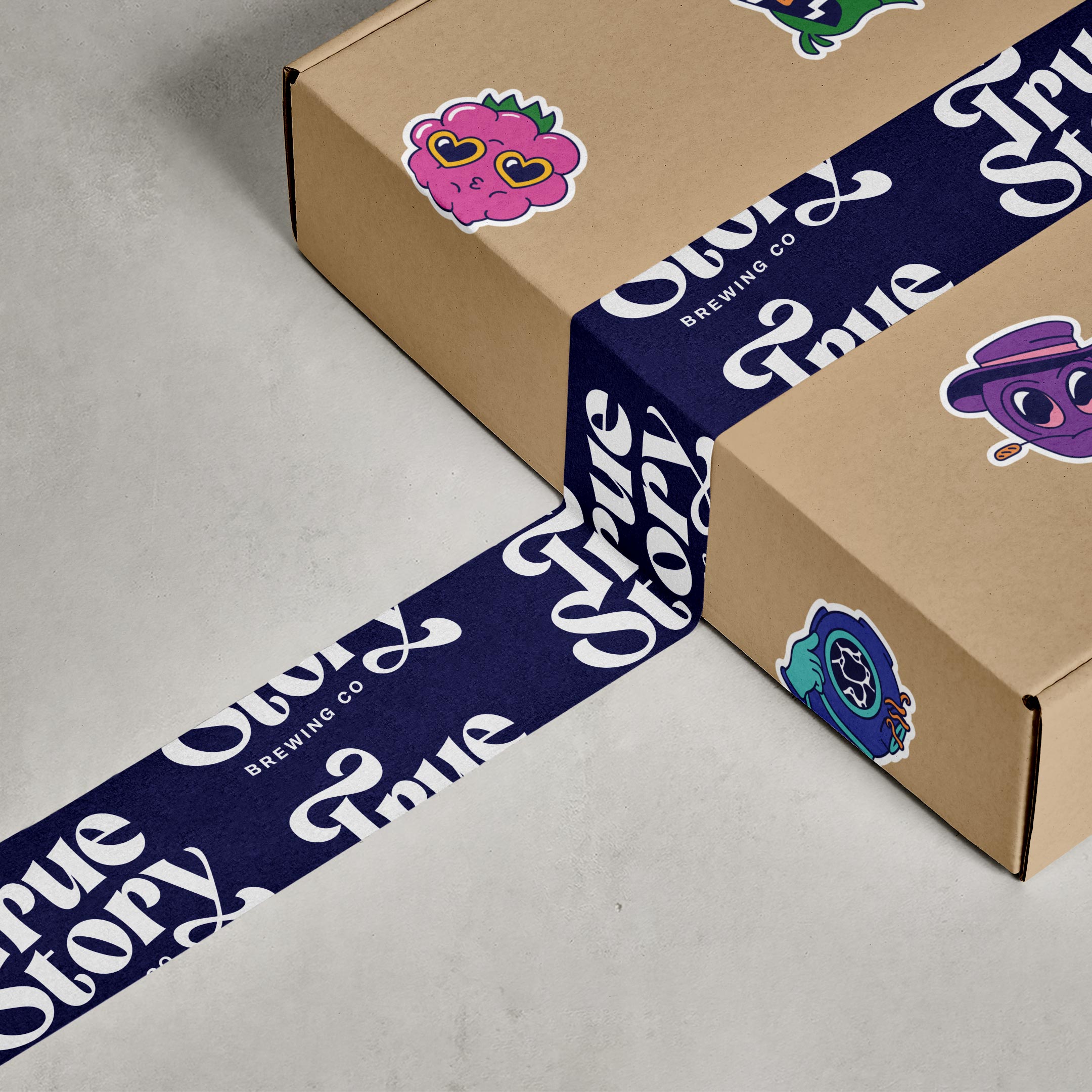 True Story Brewing Co. brand identity packaging tape