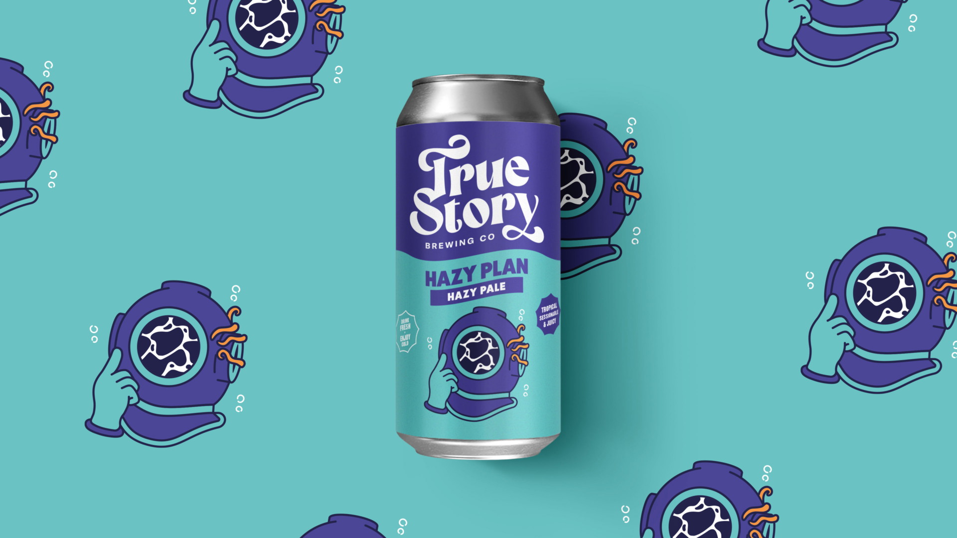 True Story Brewing Co. packaging design can illustration for third beer variety