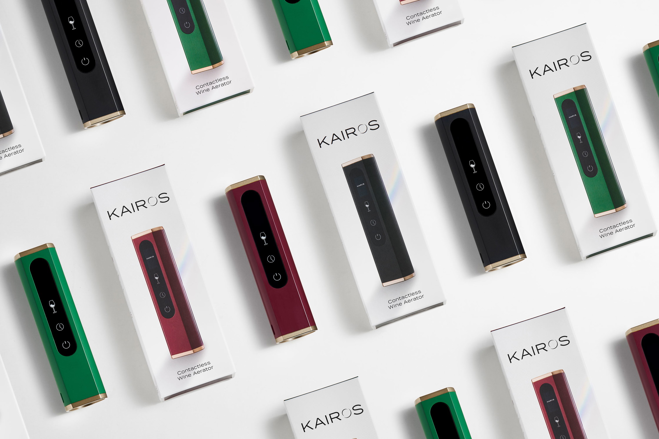 Kairos packaging design for wine aerator product box