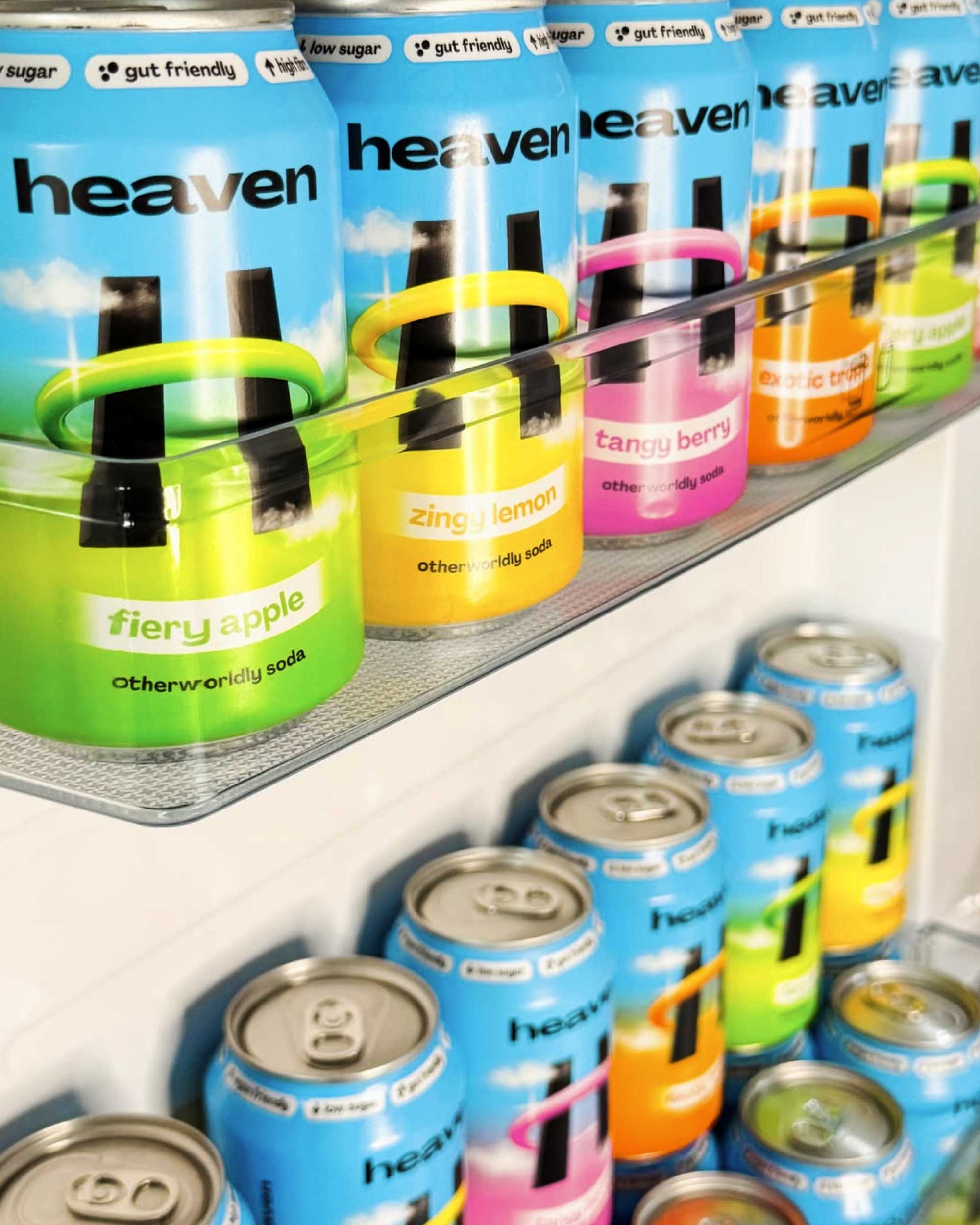 Heaven packaging design displayed on retail fridge shelf