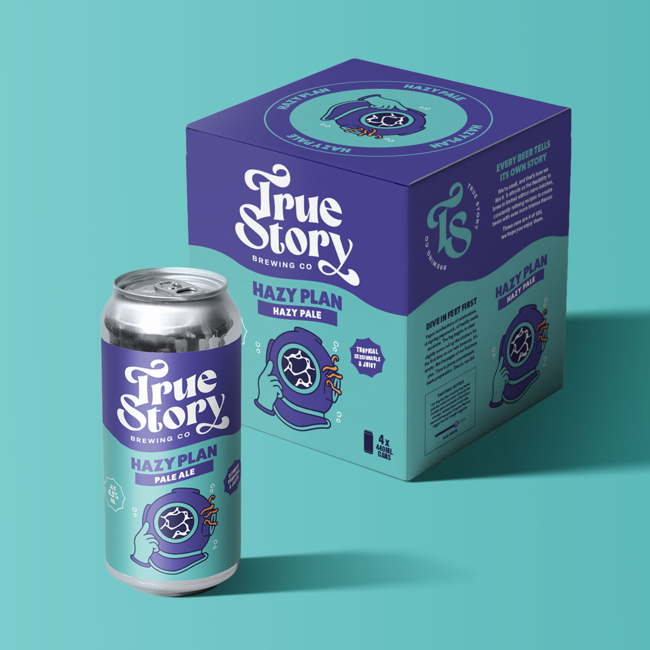 True Story Brewing Co. packaging design multipack box