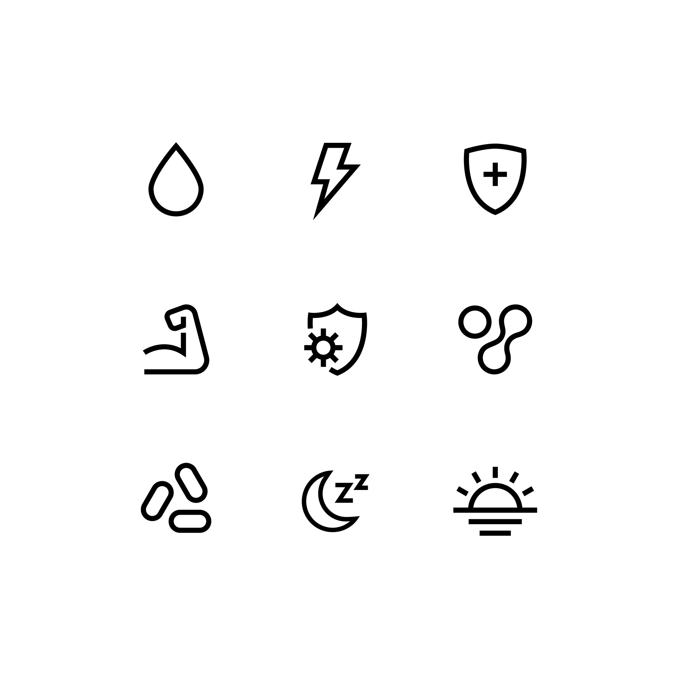 Phizz brand identity custom icon set for packaging and collateral