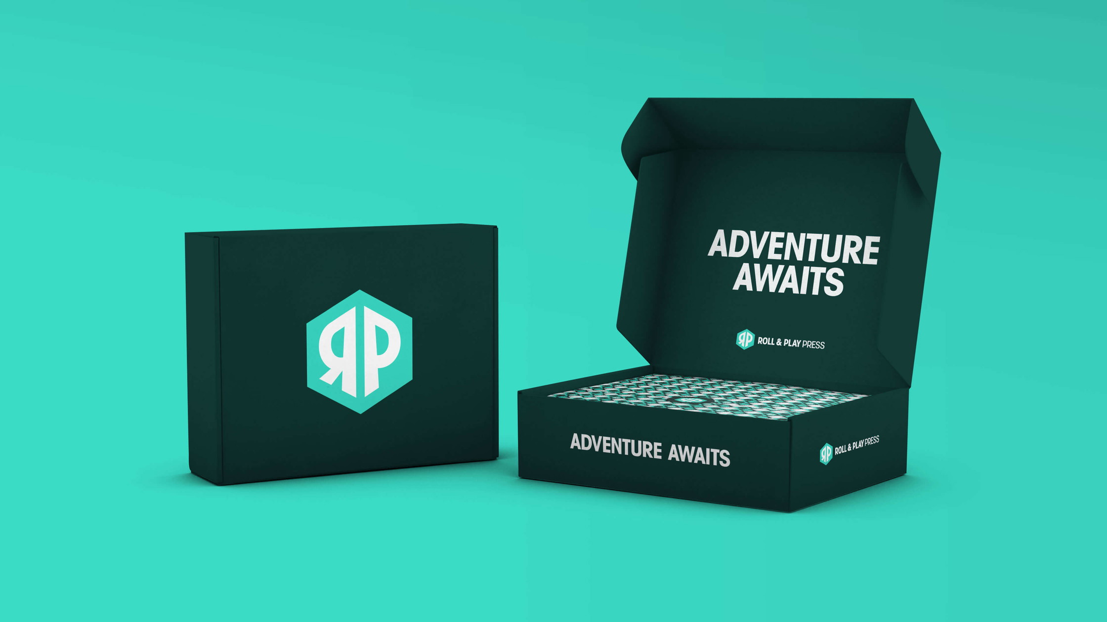 Roll and Play Press brand identity delivery box packaging