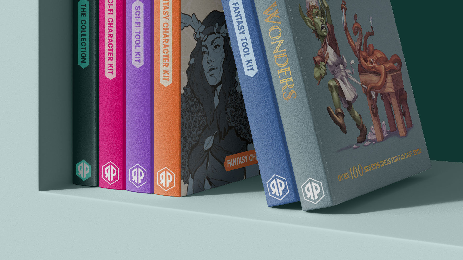 Roll and Play Press brand identity book spine design