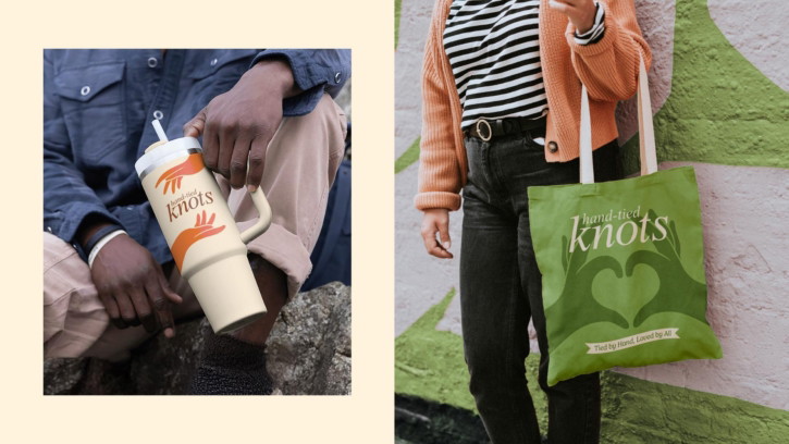Hand-Tied Knots website design showing food photography and conversational copy