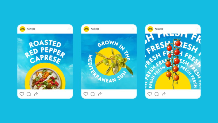 Karyatis tone of voice and brand copywriting applied to social campaign materials