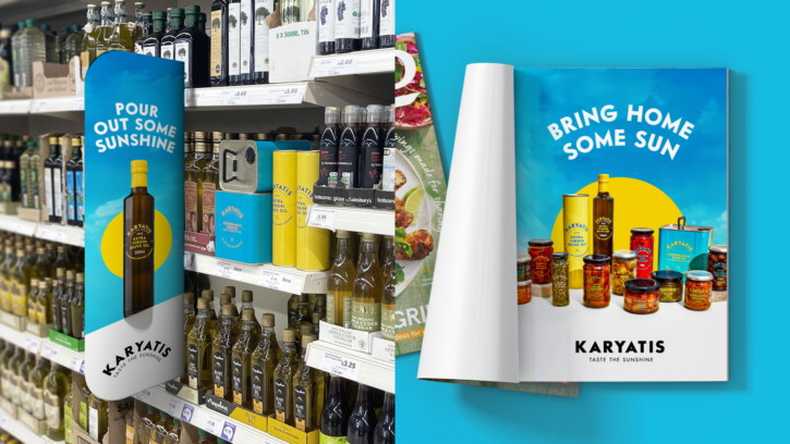 Karyatis food brand campaign rollout across retail, print, and digital channels